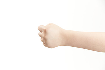 Image showing Clenched fist shown by childs hand