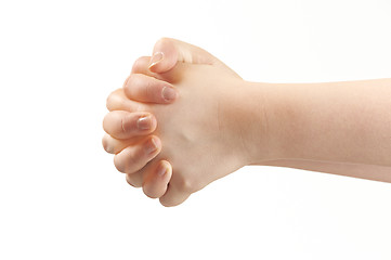 Image showing Folded hands of child