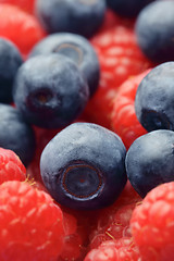 Image showing Raspberries & Blueberries 
