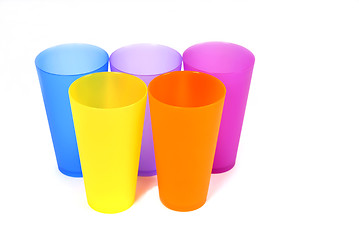 Image showing Five colorful glasses
