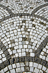 Image showing Ancient ceramic tiled decorative stone walkway 