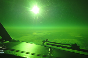 Image showing Forward view throgh sunscreen from 40000 feet