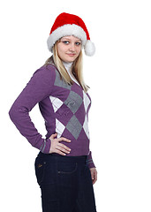 Image showing Young women with santa hat