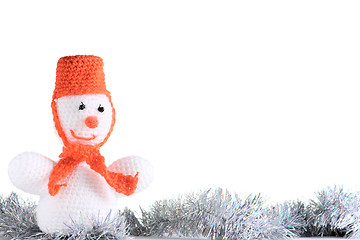 Image showing White snowman at the white background