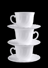 Image showing Pile of white shiny cups