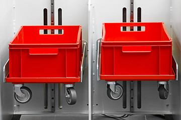 Image showing Two red crates