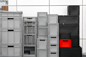 Image showing Commercial plastic crates