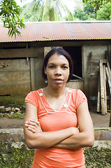 Image showing Nicaragua Corn Island portrait lady house 