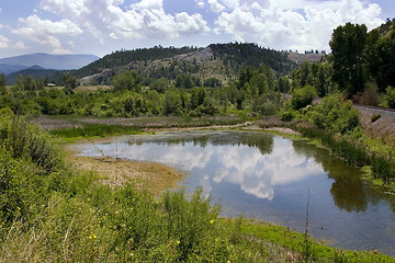 Image showing Pond, Mountains and Green in Helena Montana