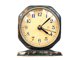 Image showing Ancient rusty clock vintage retro object isolated 