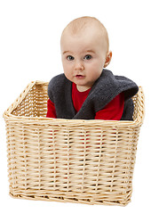 Image showing toddler in wickerbasket