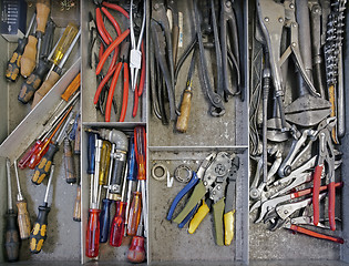 Image showing work tools in drawer