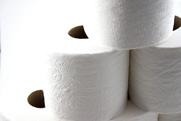 Image showing Close up on Isolated Toilet Papers forming a Pyramid