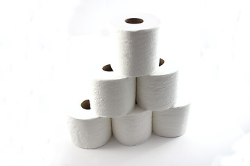 Image showing Isolated Toilet Papers forming a Pyramid