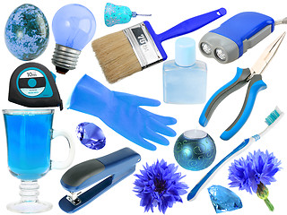 Image showing Abstract set of blue objects