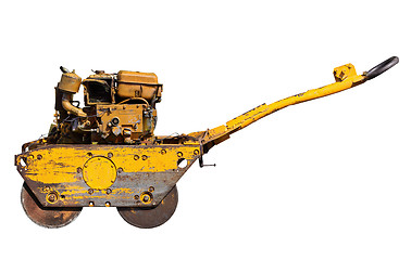 Image showing Old mini road roller for laying asphalt