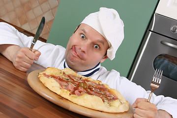 Image showing Chef with pizza