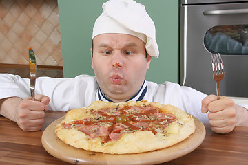 Image showing Chef with pizza