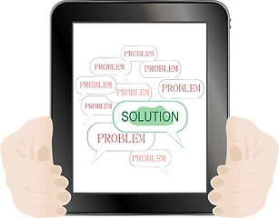 Image showing The word SOLUTIONS in tablet pc