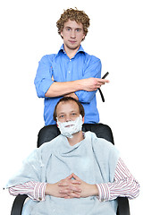 Image showing Barber and Client