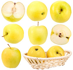 Image showing Abstract set of fresh yellow apples