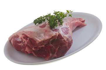 Image showing Raw leg of lamb
