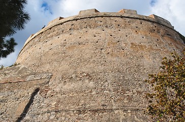 Image showing Round bastion of medieval castle in Milazzo, Sicily