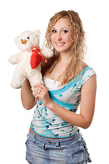 Image showing blonde with teddy bear