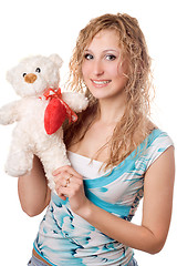 Image showing blonde with teddy bear