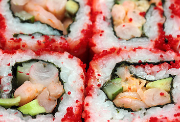 Image showing rolls and sushi macro