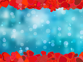 Image showing Blue background with valentine hearts. EPS 8