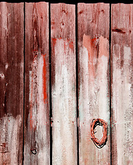 Image showing Old wooden rural house wall made of plank backdrop 