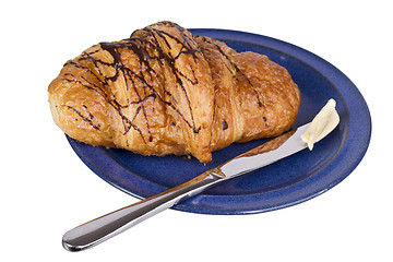 Image showing croissant on blue dish