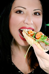 Image showing Female eating healthy food