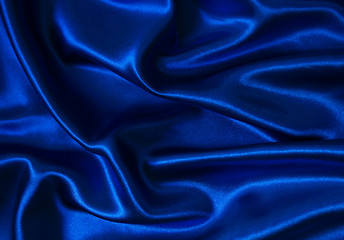 Image showing Smooth elegant blue silk as background