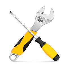 Image showing Vector wrench and screwdriver