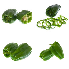 Image showing Set of green peppers