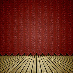 Image showing stage red curtain