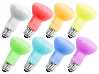 Image showing Set of colored compact lighting lamps