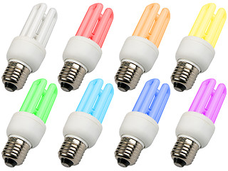 Image showing Set of colored compact lighting lamps