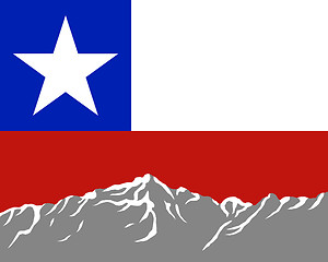 Image showing Mountains with flag of Chile