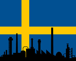 Image showing Industry and flag of Sweden