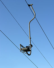 Image showing Chair-lift and the blue sky