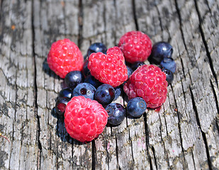 Image showing Wood berries on wood