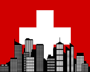 Image showing City and flag of Switzerland