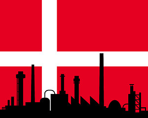 Image showing Industry and flag of Denmark