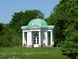 Image showing Ancient pavilion in park scenery