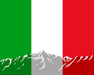 Image showing Mountains with flag of Italy