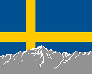 Image showing Mountains with flag of Sweden