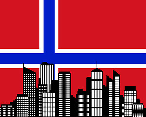 Image showing City and flag of Norway